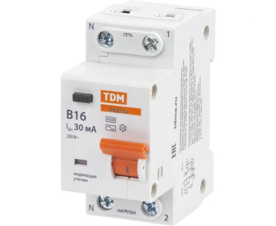 Автоматический выключатель дифференциального тока TDM 32 2P1P+N B16А 30мА 4,5кА тип АС SQ0202-0520 – изображение 7