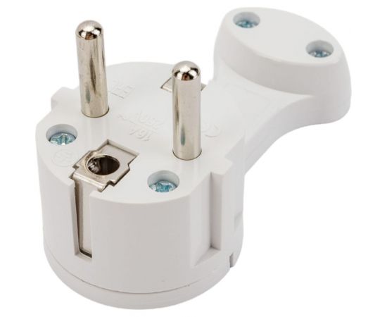 Вилка duwi угловая плоская 8 мм белая 16А 250В 30476 0 – изображение 2