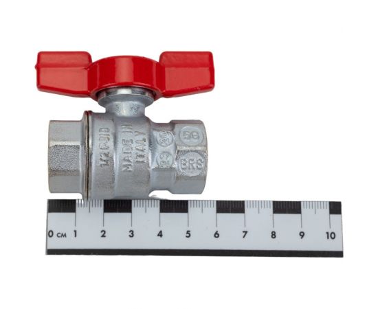 Шаровой кран Giacomini R851, 1/2, ВВ, ручка-бабочка красная, хромированный R851X023 – изображение 2