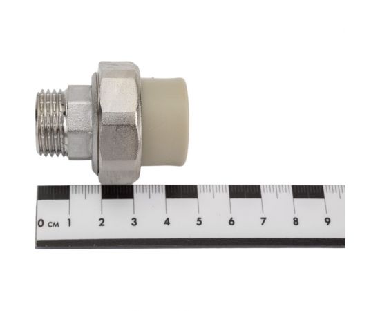Муфта комбинированная RTP разъемная, американка, наружная резьба, D20х1/2 мм, серая 15519 – изображение 2