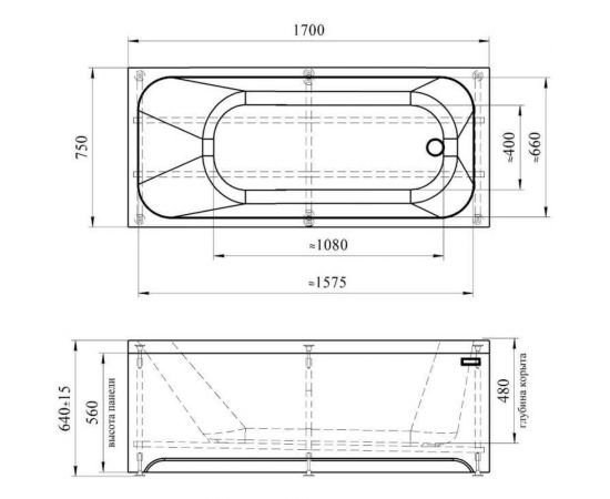 Акриловая ванна Радомир ""ПРОВАНС 170x75"", рама-подставка 1-01-0-0-1-193 – изображение 2