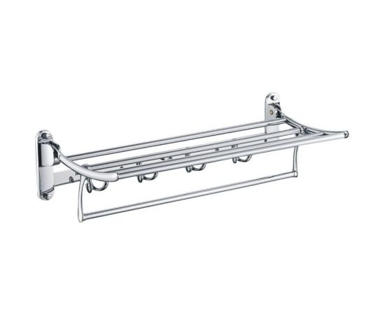 Полка-решетка с держателем для полотенец и крючками HAIBA хром HB805 
