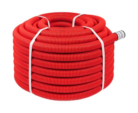 Гофрированная двустенная гибкая труба с зондом EKF ПНД d=40, красная tg2st-40-50m 