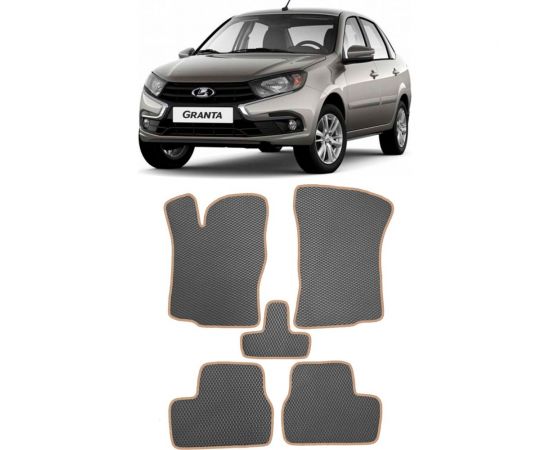 Ковры в салон автомобиля Eva Smart lada granta 2011 - эва сота чёрные c черной окантовкой 1916-B5B5-S 