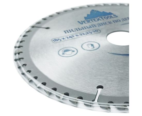 Пильный диск по дереву 185x22,23-20 мм, 24Т vertextools 185-24-22 – изображение 5