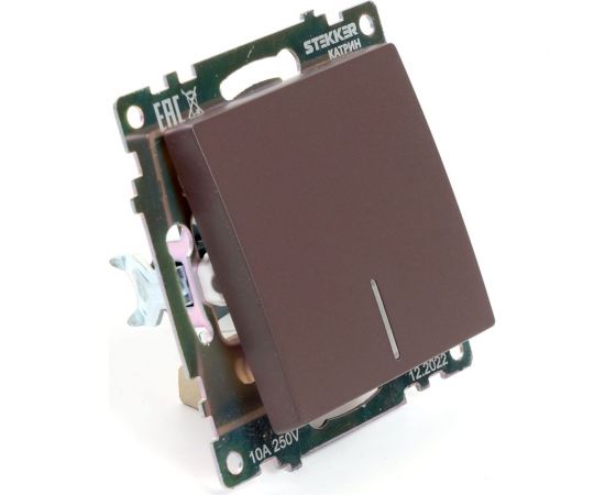 1-клавишный механизм выключателя c индикатором STEKKER GLS10-7101-04, 250В, 10А, серия Катрин, шоколад 49022 – изображение 6