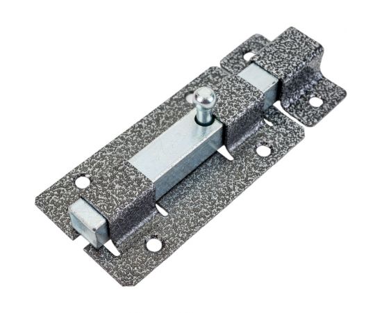 Накладная усиленная задвижка для дверей Россия ЗД-06 порошковое покрытие серебро квадратный засов 15x145x15 мм 60x145 мм 37786-6 – изображение 4