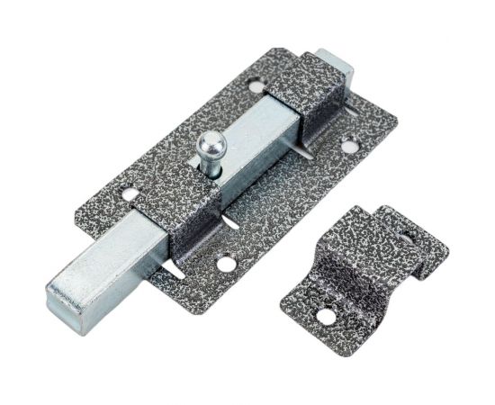 Накладная усиленная задвижка для дверей Россия ЗД-06 порошковое покрытие серебро квадратный засов 15x145x15 мм 60x145 мм 37786-6 – изображение 3