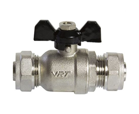 Кран шаровой для металлополимерной трубы VRT 16x16 цанга/цанга никель 528741 – изображение 7