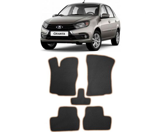 Ковры в салон автомобиля Eva Smart lada granta 2011 - эва сота чёрные c черной окантовкой 1916-B5B5-S – изображение 3