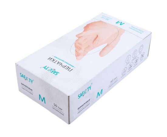 Медицинские диагностические одноразовые перчатки SAF&TY нестерильные, виниловые, гладкие, неопудренные с внутренним полиуретановым покрытием, прозрачные, р. м, 100 шт. 23 599 – изображение 3