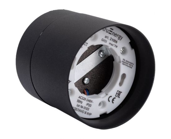 Накладной поворотный светильник truEnergy gx53 d82xh80мм ip20 черный/алюминий 21006 – изображение 2