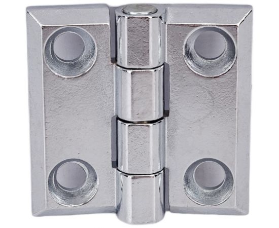 Накладная петля ТРИЗАМ ПН4040.1.2.4 (40х40 мм; металл; хром; 4 отверстия М5; 180 градусов) TRZ0090 – изображение 2