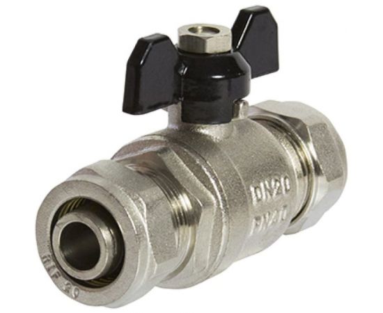 Кран шаровой для металлополимерной трубы VRT 16x16 цанга/цанга никель 528741 – изображение 5
