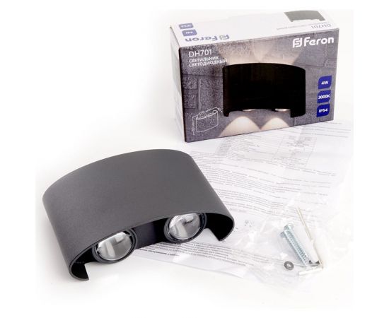 Уличный светодиодный светильник FERON 4*1W, 300Lm, 3000K, черный DH701 48313 – изображение 5