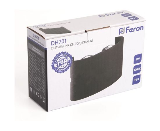 Уличный светодиодный светильник FERON 4*1W, 300Lm, 3000K, черный DH701 48313 – изображение 4