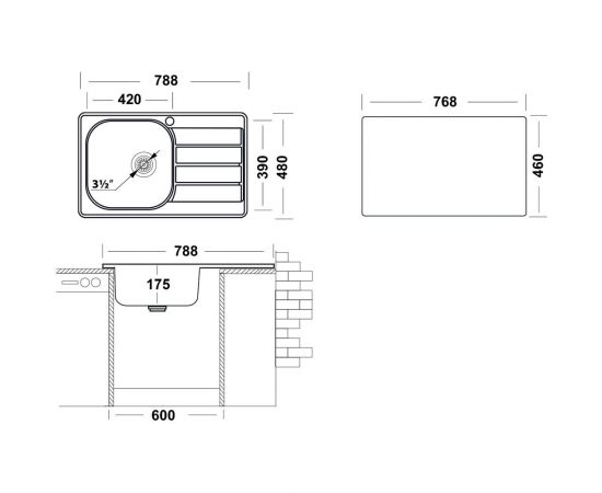 Мойка Ukinox Спектр SPM788.480-GT6K 2L 