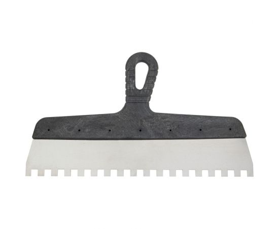 Зубчатый шпатель КЭС 10x10 мм, нержавеющая сталь, пластиковая рукоятка, 350 мм 10000057 