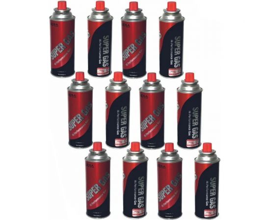 Баллон газовый набор 12 шт, всесезонный, цанговый для портативных газовых приборов SUPER GAS 2711139712 