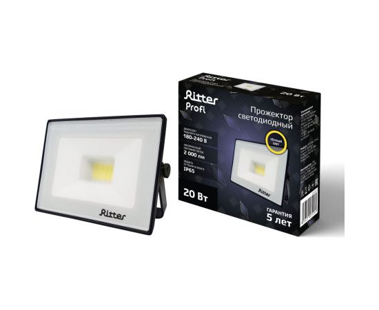 Светодиодный прожектор RITTER Profi гарантия 5 лет 100лм/Вт 20 Вт 2700К 53426 0 