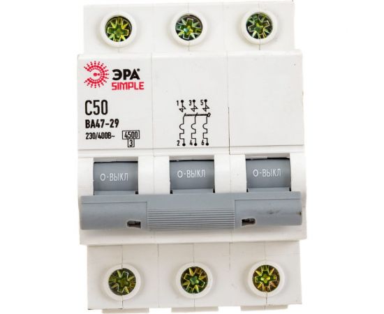 Автоматический выключатель ЭРА SIMPLE ВА 47-29 3P 50А C 4,5кА Б0039243 