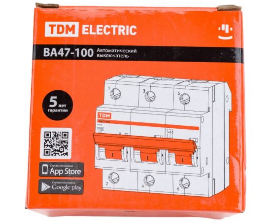 Автоматический выключатель TDM ВА47-100 3Р 63А 10кА С SQ0207-0075 – изображение 5