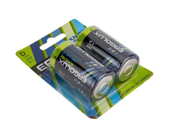 Батарейка Ergolux 1.5В, LR20, Alkaline, BL-2 11752 – изображение 2