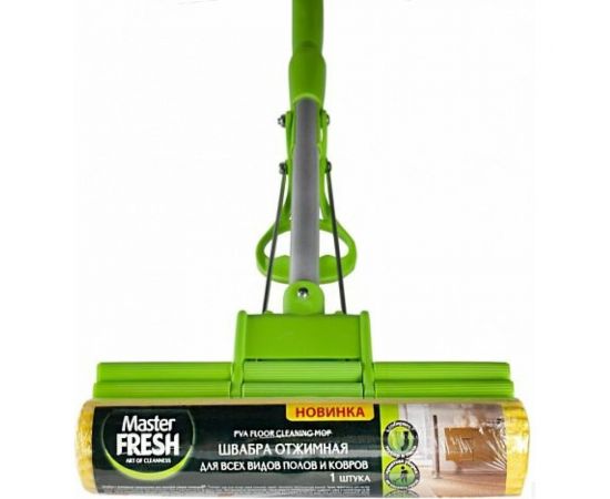 Отжимная телескопическая швабра для пола MASTER FRESH насадка ПВА, 4 отжимных ролика 218332 – изображение 2