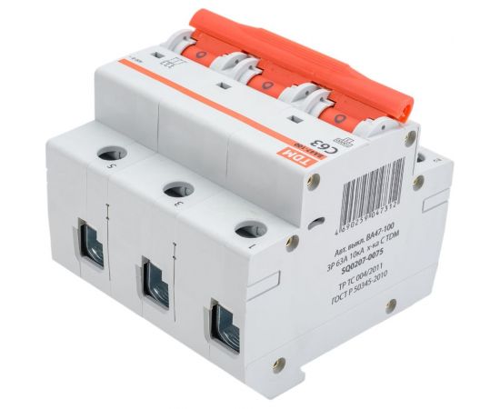Автоматический выключатель TDM ВА47-100 3Р 63А 10кА С SQ0207-0075 – изображение 2