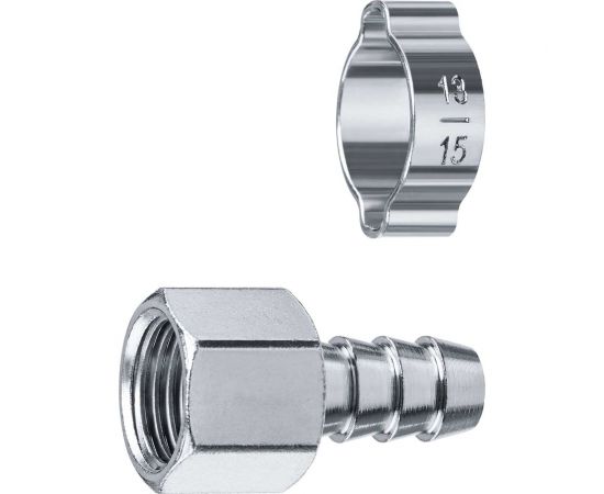 Переходник ЗУБР Профессионал штуцер ""елочка"" 10 мм - 1/4""F, с обжимным хомутом 64923-1/4-10 