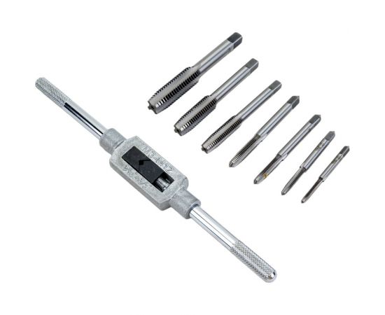 Набор CNIC из 7 штук метчиков М3-М12 9ХС + вороток ре 8 позиций SS008-3 65514 