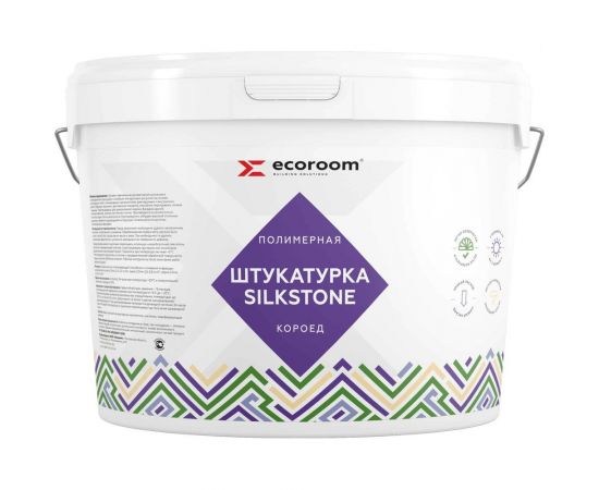 Декоративная полимерная штукатурка ECOROOM SilkStone Короед 2 мм, белый, 18 кг Е-Шт -3075/18 