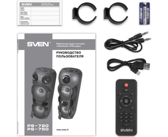 Портативная колонка SVEN АС PS-750 черная, 80 Вт, TWS, Bluetooth, FM, USB, microSD, LED-дисплей, 4400 мА*ч SV-019617 – изображение 4