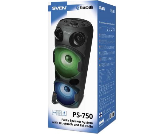Портативная колонка SVEN АС PS-750 черная, 80 Вт, TWS, Bluetooth, FM, USB, microSD, LED-дисплей, 4400 мА*ч SV-019617 – изображение 3
