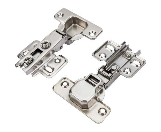 Мебельная петля для накладных дверей, в сборе с пластиной под шуруп Левша O35, 110мм, Н=0 (2 шт.) У8-3619 – изображение 4