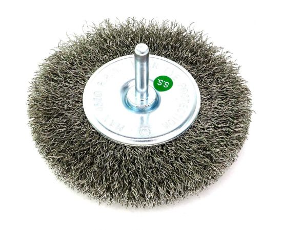 Щетка для дрели дисковая 100x10 мм, с хв-м 6 мм, гофрированная нержавеющая сталь 0.30 мм 13-174 EuroBrush EB-D100SS – изображение 4