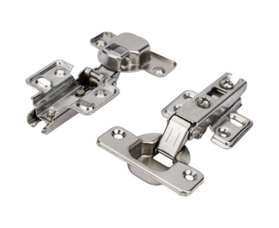 Мебельная петля для накладных дверей, в сборе с пластиной под шуруп Левша O35, 110мм, Н=0 (2 шт.) У8-3619 – изображение 3