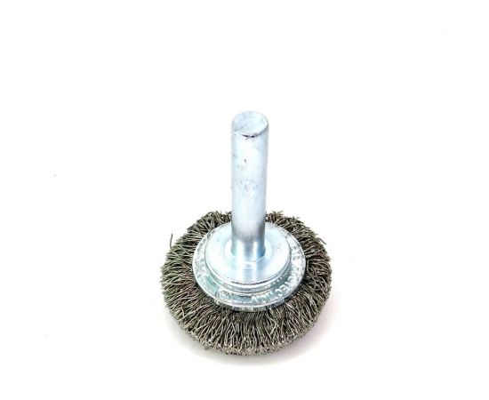 Щетка для дрели дисковая 30x10 мм, с хв-м 6 мм, гофрированная нержавеющая сталь 0.30 мм 13-180 EuroBrush EB-D30SS1 – изображение 3