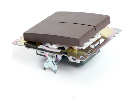 2-клавишный механизм выключателя STEKKER GLS10-7104-04, 250V, 10А, серия Катрин, шоколад 49019 – изображение 6