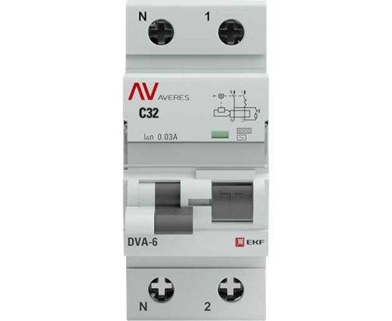 Дифференциальный автомат EKF AVERES DVA-6, 1P+N, 32А, C, 30мА, AC, 6кА, SQ rcbo6-1pn-32C-30-ac-av – изображение 2