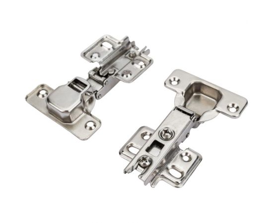 Мебельная петля для накладных дверей, в сборе с пластиной под шуруп Левша O35, 110мм, Н=0 (2 шт.) У8-3619 – изображение 2