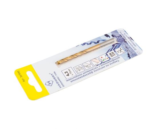 Сверло по металлу фрезерованное Dinamic-TIN (4.2х75 мм; Р9М3) HAGWERT 567042 – изображение 2