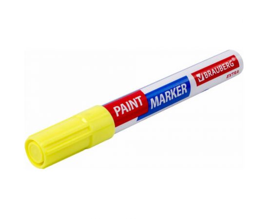 Лаковый маркер-краска BRAUBERG EXTRA paint marker 4 мм, желтый, улучшенная нитро-основа 151984 – изображение 2