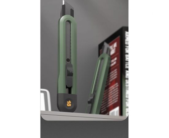 Технический нож DELI home series green ht4018l сегментированное черное лезвие 18 мм, эксклюзивный дизайн, soft touch 112888 – изображение 3