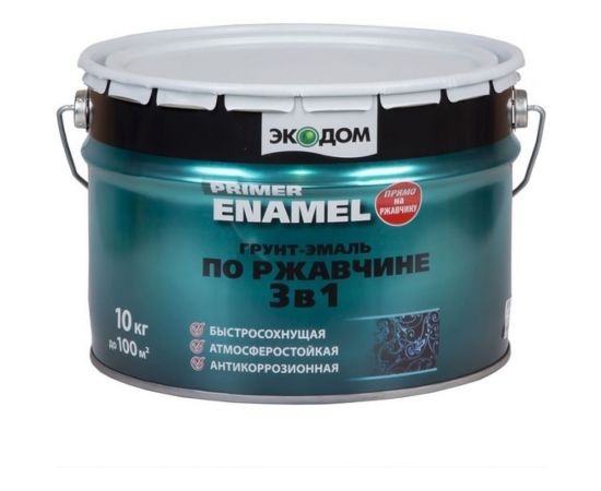 Грунт-эмаль по ржавчине Экодом 3 в 1, красно-коричневая 10 КГ 1 48575 