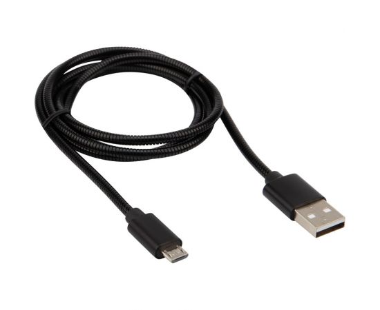 Кабель USB - micro USB REXANT черный металлическая оплетка 1 м 18-4241 