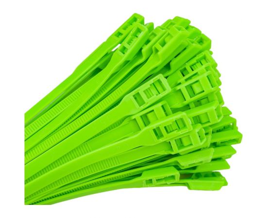 Разъемные стяжки с горизонтальным замком FORTISFLEX КСГ 8х400 зеленые 74249 