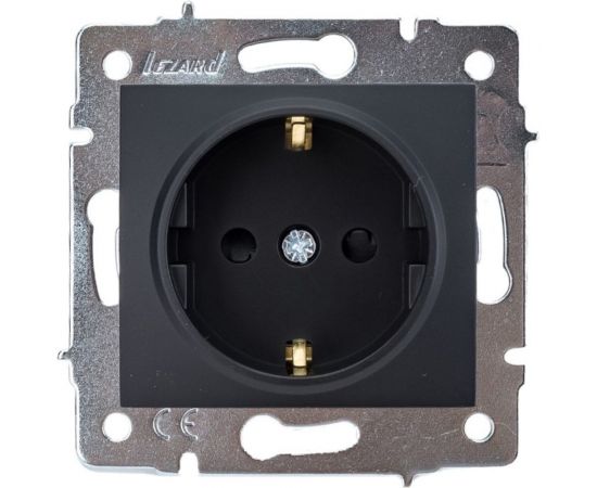 Розетка с защитой от детей Lezard, KARINA, ПБТ, чёрный бархат, 707-4288-124B 