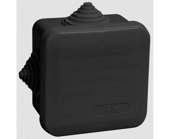 Распаячная коробка IEK км41236 70x70x40мм ip44 4 вв. черная UKO21-070-070-040-K02-44 