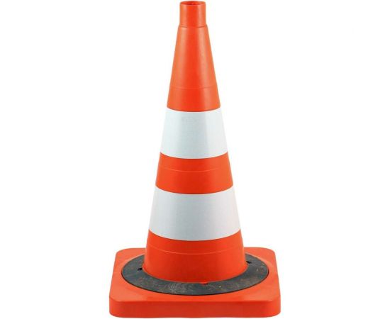 Дорожный конус ТЕХНОЛОГИЯ КС-2.8.0 520 мм, мягкий, 2 светоотражающие полосы + утяжелитель (квадратное основание) 00-00001328 